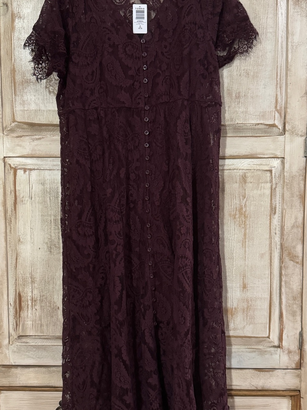 torrid Burgundy Lace Button-Front Maxi Dress